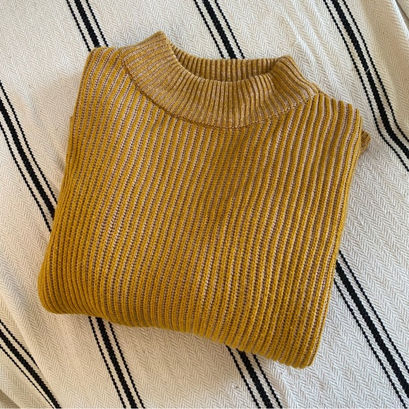 Topshop Ribbed Mock Neck Chunky Oversized Sweater - Picture 3 of 7